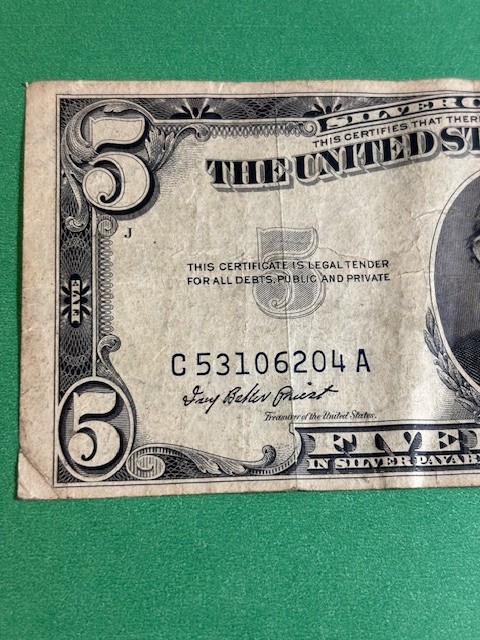 1953 $5 bill (Blue Seal) - Circulated