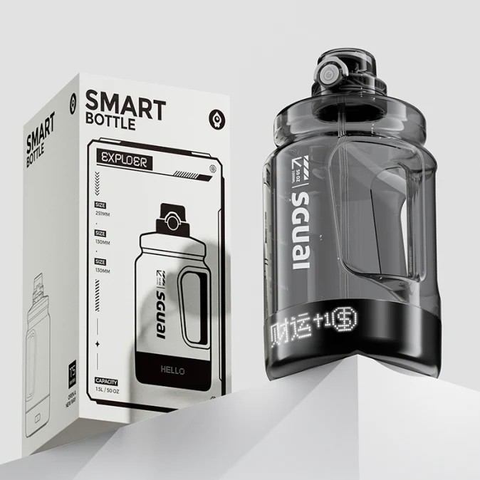 Smart Water Bottle, Dual-Mode Lid, Custom Pixel Display, Drinking Reminder.