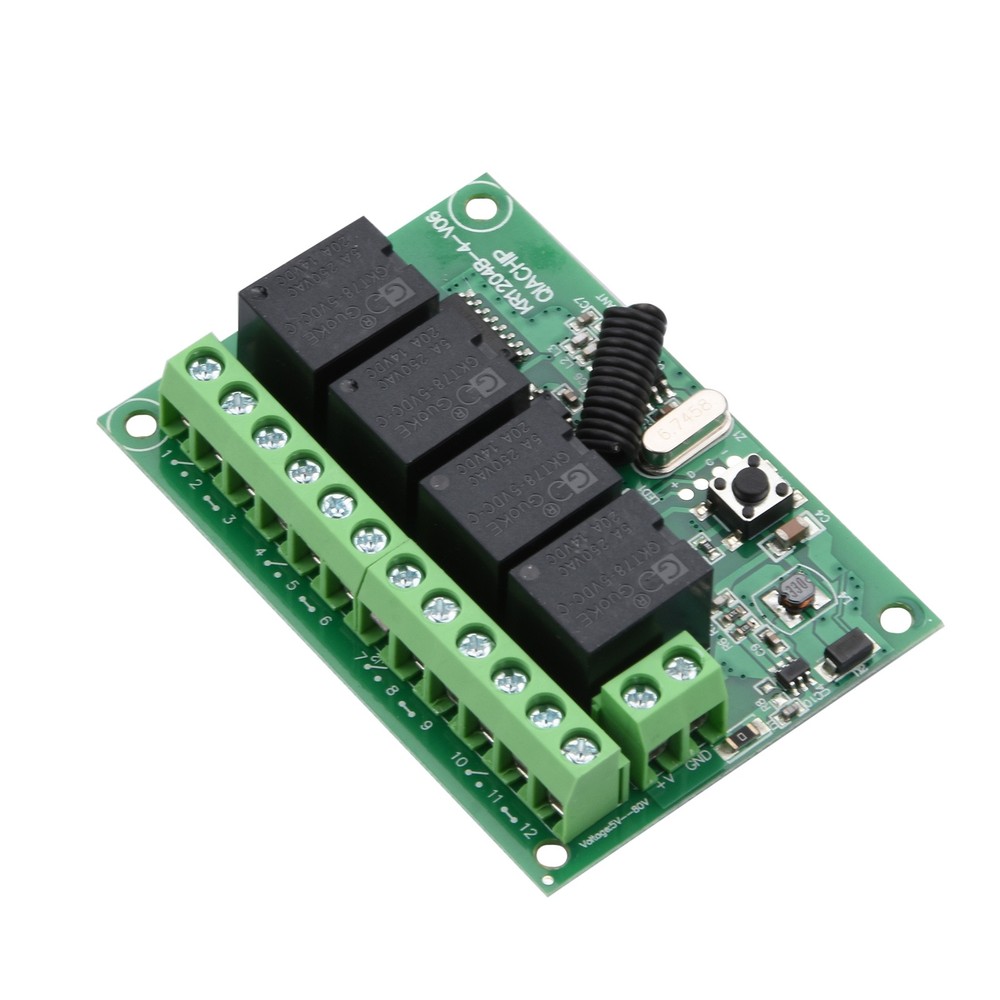 DC 4-Channel 443MHz Wireless RF Remote Control Relay Switch For more Control