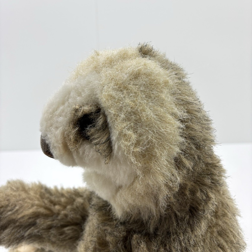 Folkmais Gray Three Toed Sloth Plush Hand Puppet 13”