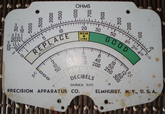 Precision 920 Tube Tester Meter Scale ~ Digitally Remastered