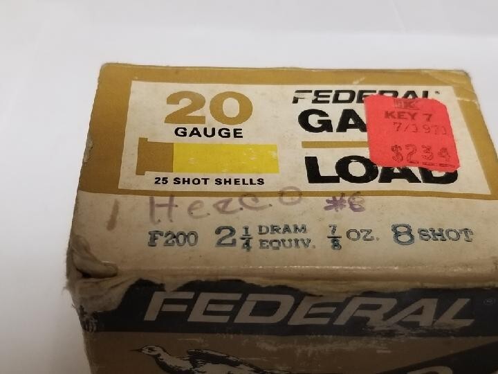 Empty 20 Ga Federal Game Load Shotgun Shell Box