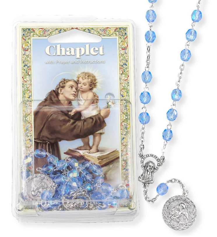St. Anthony Chaplet, 12", w/ Laminated Prayer Card, Instructions