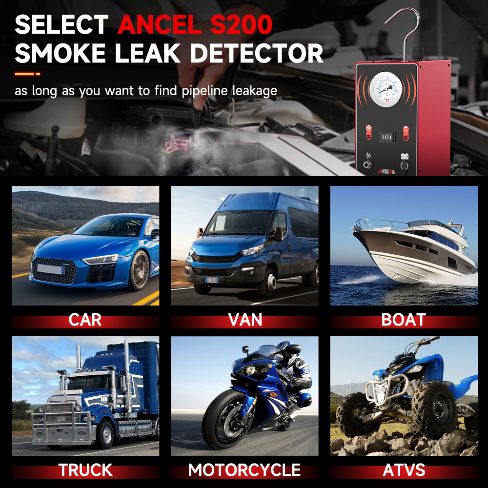 ANCEL EVAP Machine Smoke Leak Detector Auto Car Pipe System Diagnostic Tester