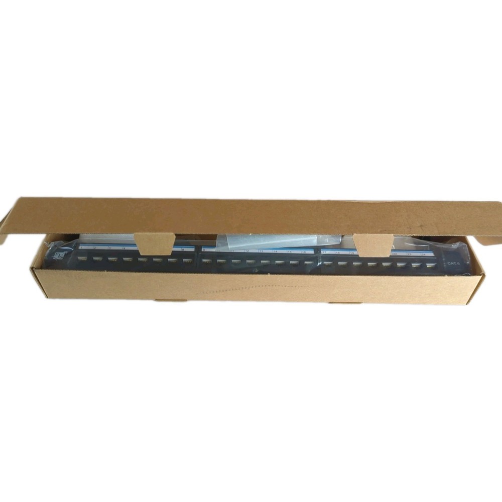 Pass Through Patch Panel 24 Ports Cat6 RJ45 19" Rack Mount Punch Down Keystone