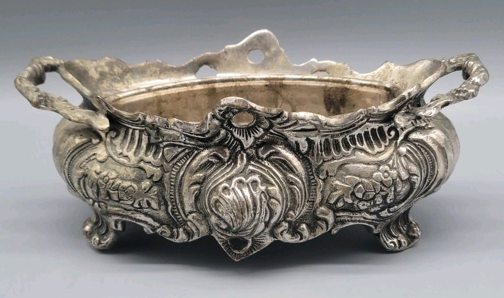 Vintage Silver Tone Planter Ornate Decorative 9" x 4"