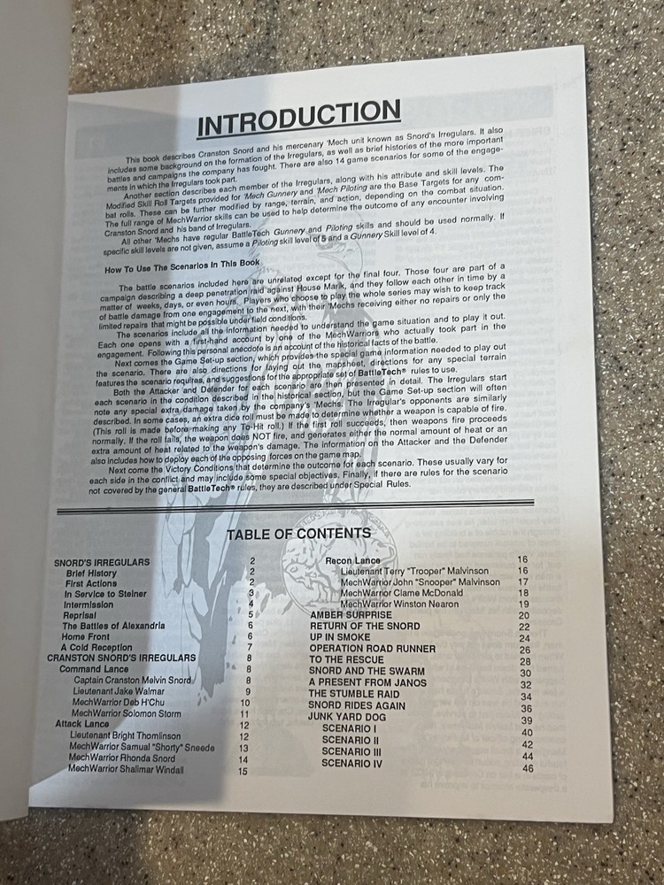 BattleTech 1614: Cranston Snord's Irregulars Module Book