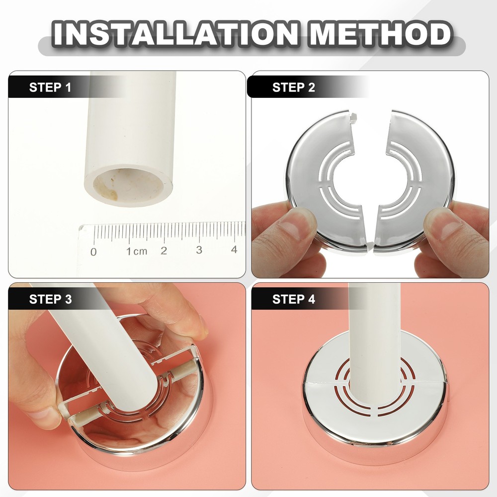 2pcs Wall Split Flange 0.39" Plastic Round Split Flange Pipe Cover, White