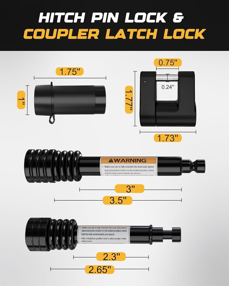 Keyed Alike Trailer Lock Set Tow & Store Lock Kit Include Universal Coupler Lock