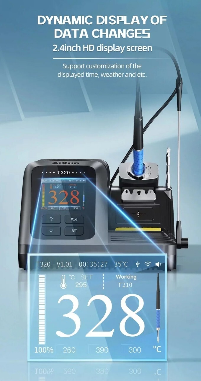 JCID AIXUN T320 Smart Soldering Station With T210 and T245, 2 Handles 6 Tips