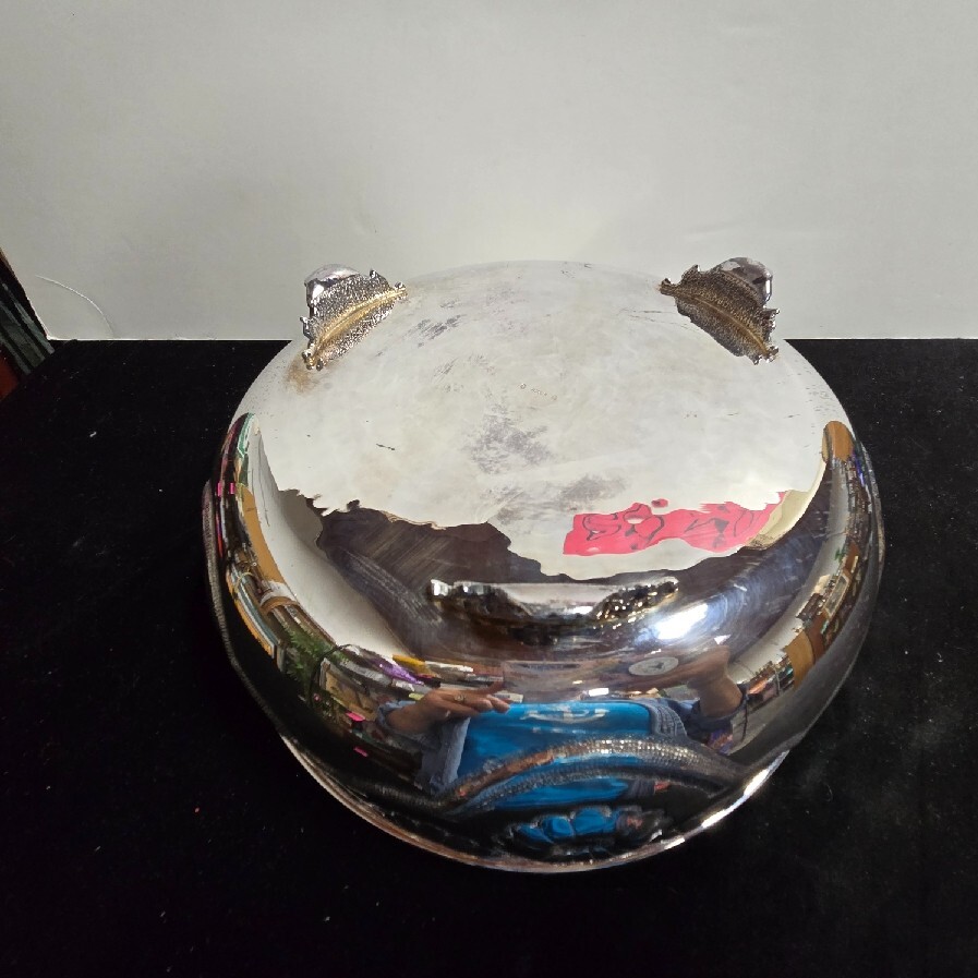 BIRKS Silver Plate Footed Serving Bowl with Plastic Insert includes original box