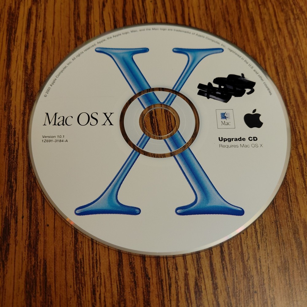 2001 Apple MAC OS X  Version 10.1 Upgrade CD 1Z691-3184-A CD Only