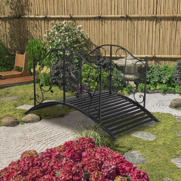 Metal Garden Bridge for Outdoor, Elegant Decorative Bridge Powder-Coated Finish