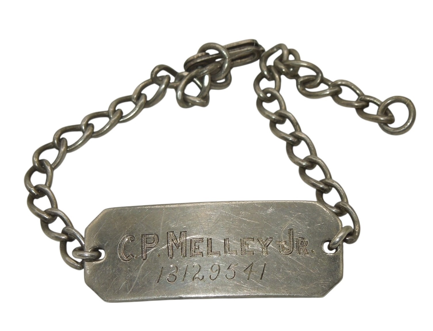 WWII US Army Infantry Sergeant EIB Named STERLING ID Bracelet C13