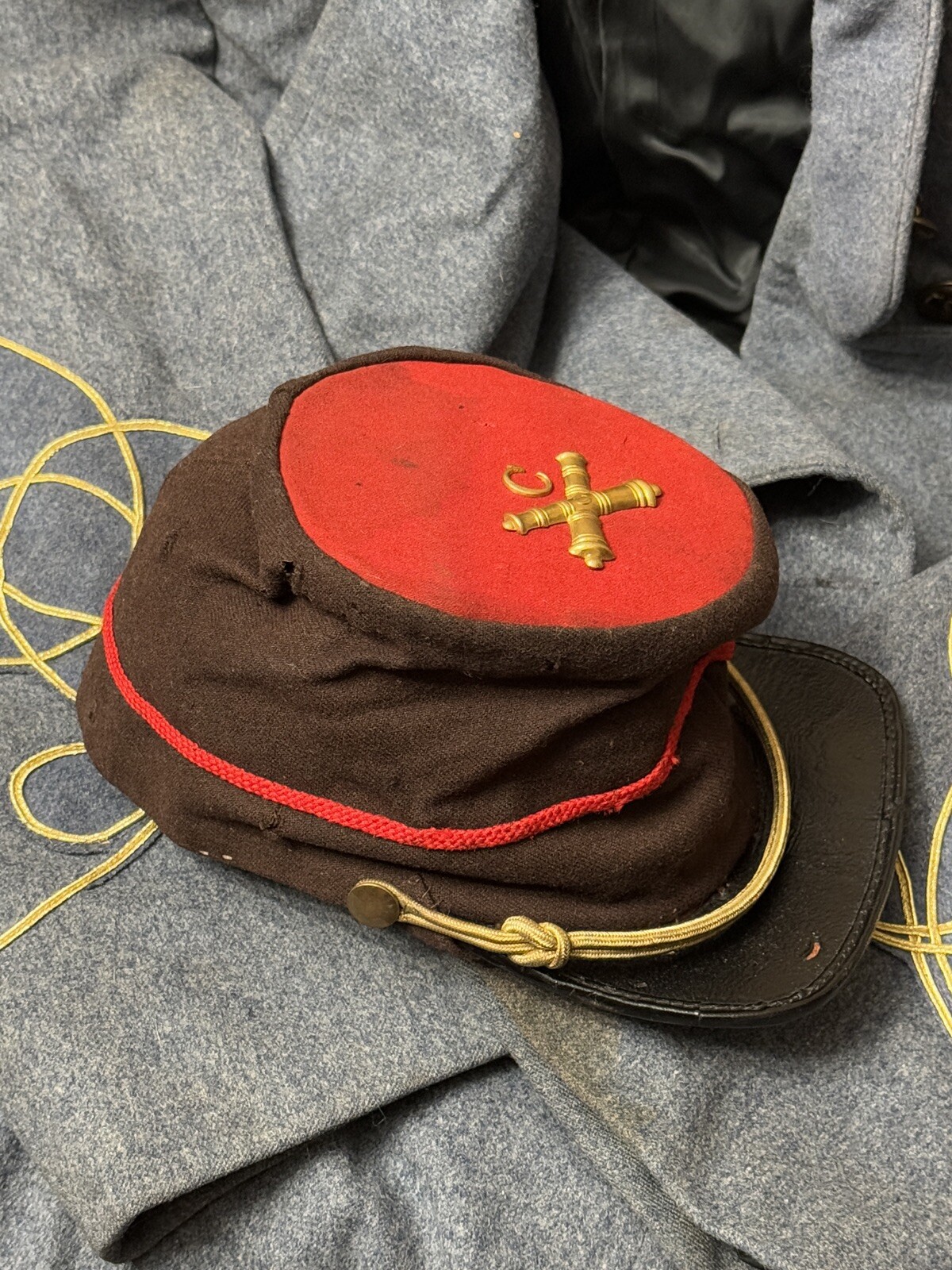 AUTHENTIC CIVIL WAR CONFEDERATE CSA HEAVY ARTILLERY CO. C FORAGE CAP HAT KEPI