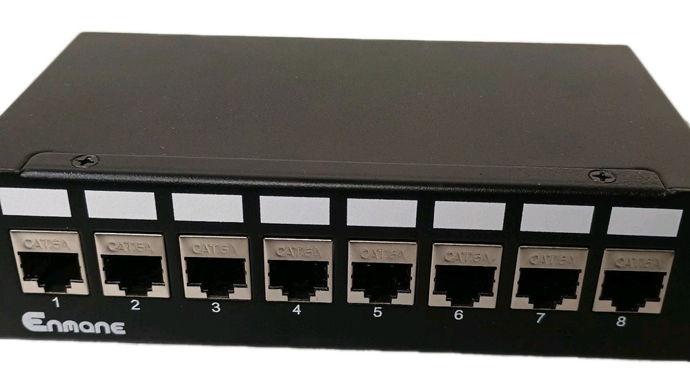 Enmane 8 Port Patch Panel CAT6A Keystone Shielded Network Panel For Home Office
