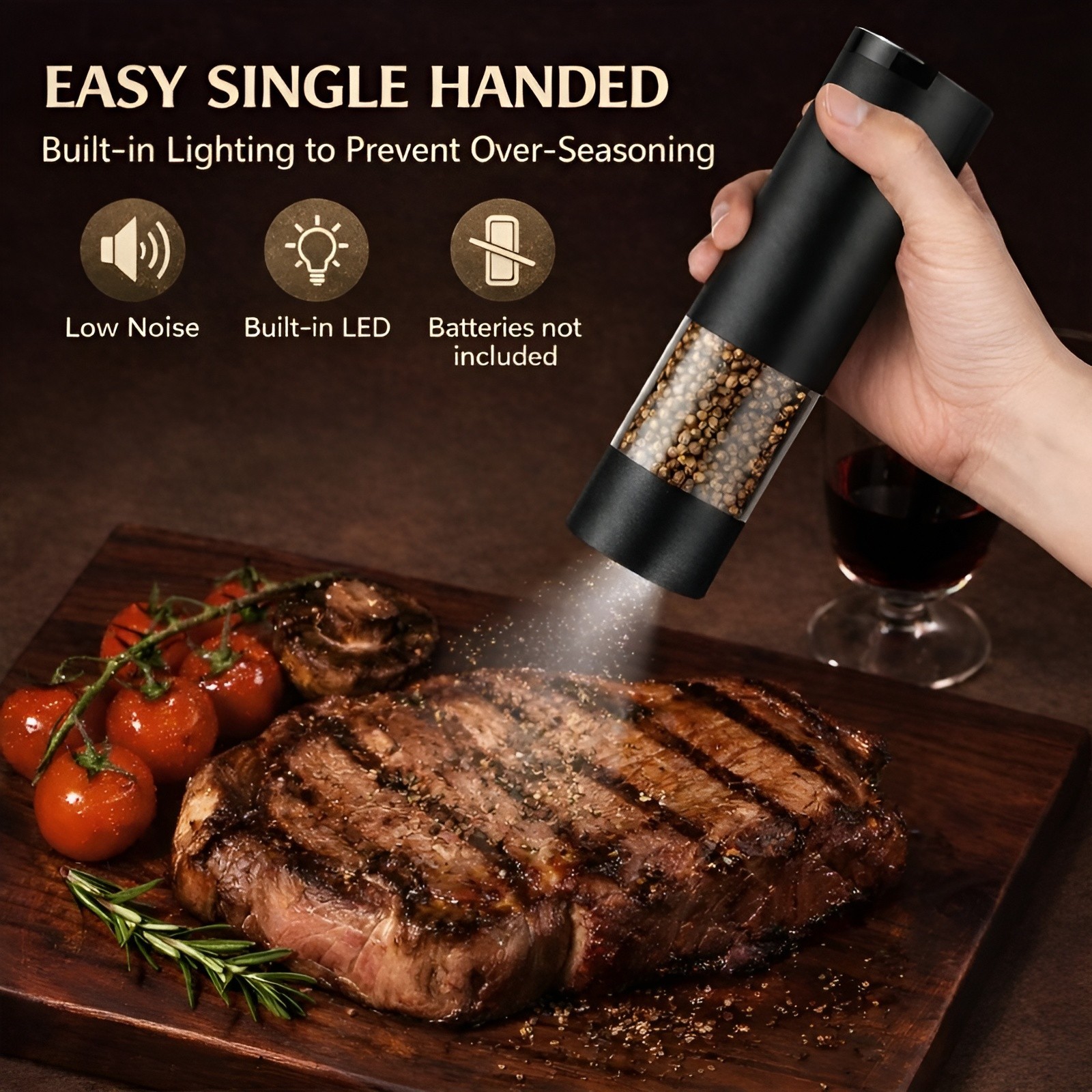 Electric Salt and Pepper Grinder Set, Automatic, Adjustable, Gift, 2 Pack