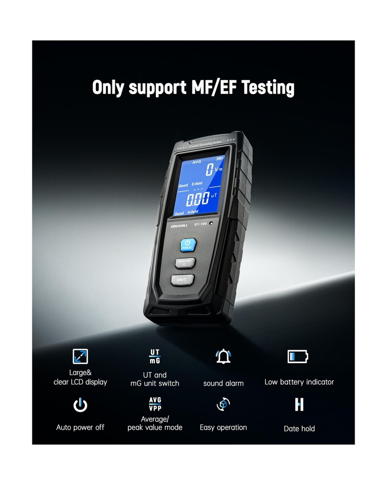 ERICKHILL EMF Meter, Detects Electric and Magnetic Fields, Handheld Digital E...