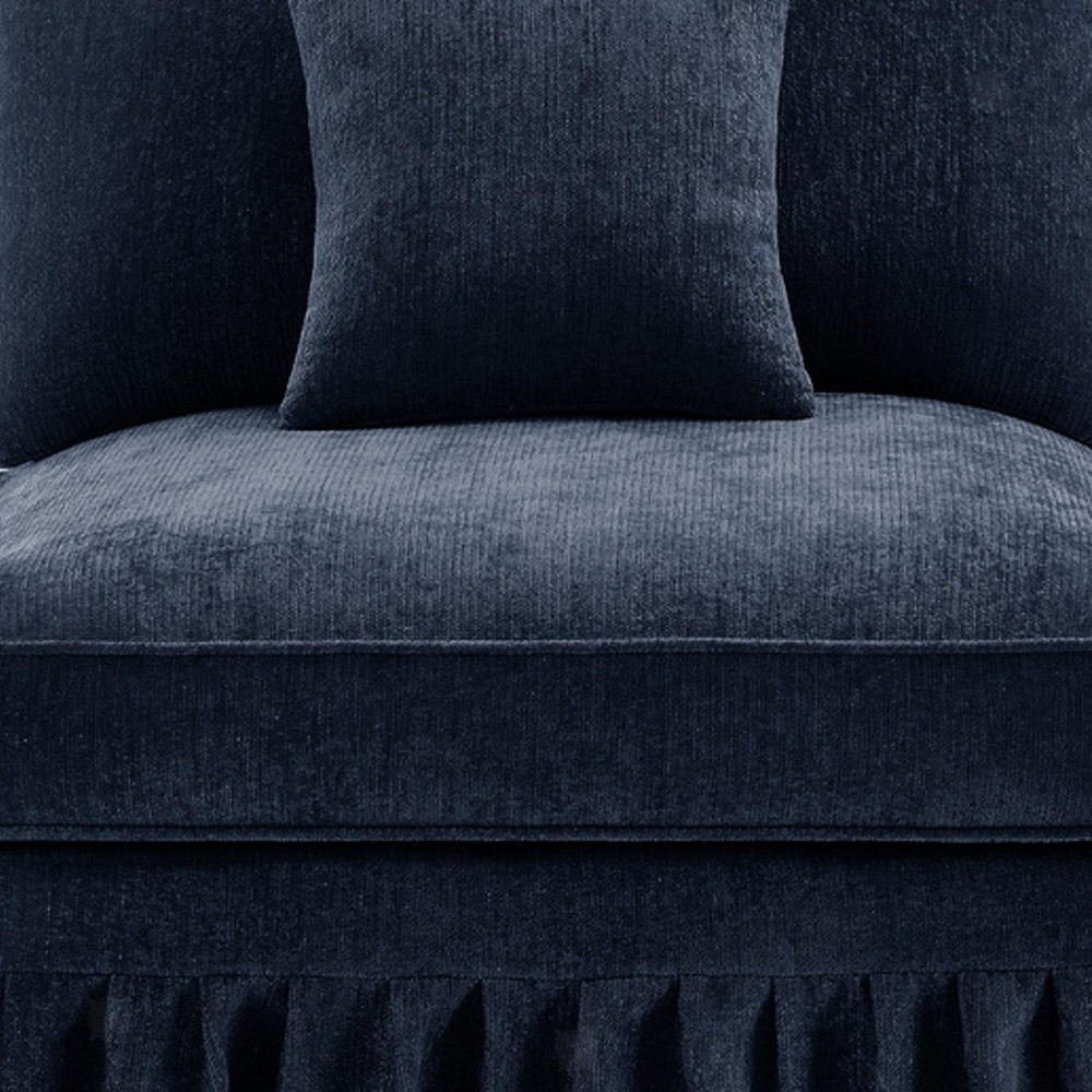 Transformative Chenille Sofa in Blue with High-Density Foam, Ruffled Skirts &