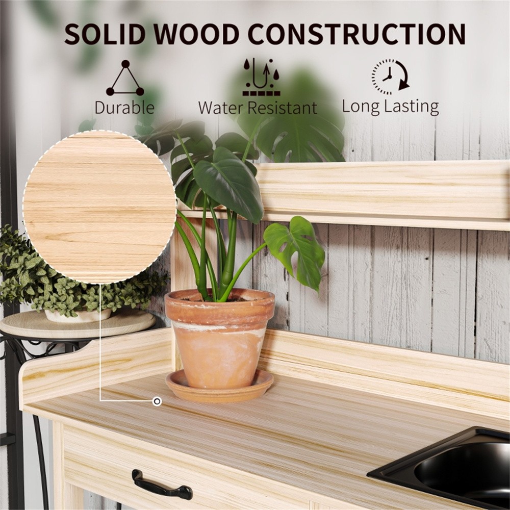 Potting Table Garden Work Bench Open Shelf Storage