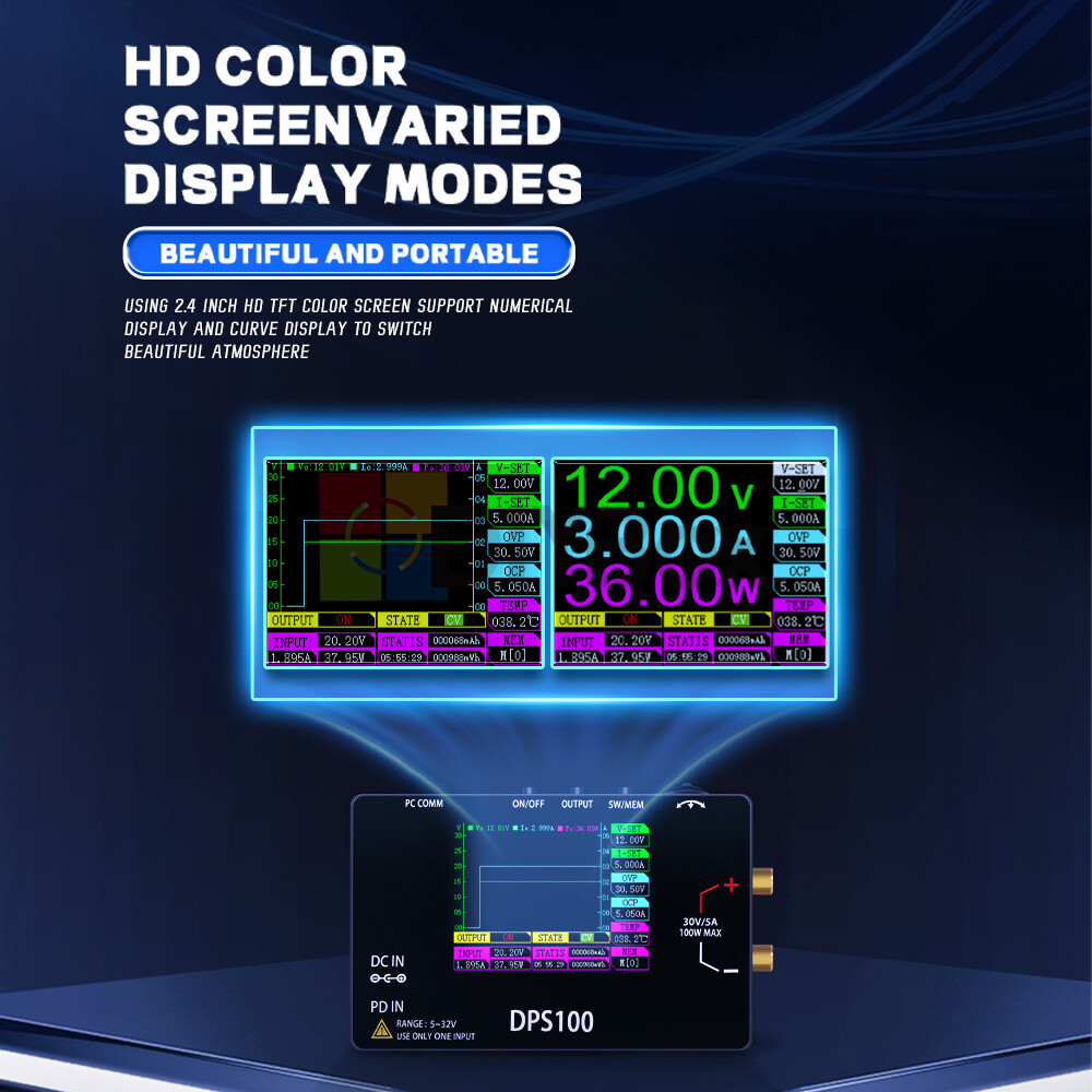 DPS100 100W Portable 30V5A Power Supply CNC DC Adjustable Programmable Regulator