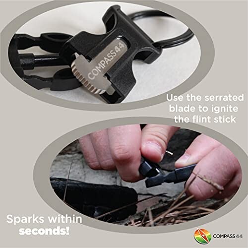 Compass 44 Tactical Keychain 8-in-1 multitool for camping, hiking