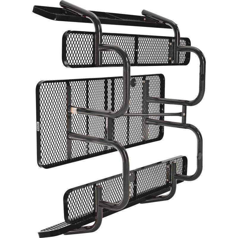 6' Rectangular Outdoor Expanded Metal Picnic Table With Backrests Black