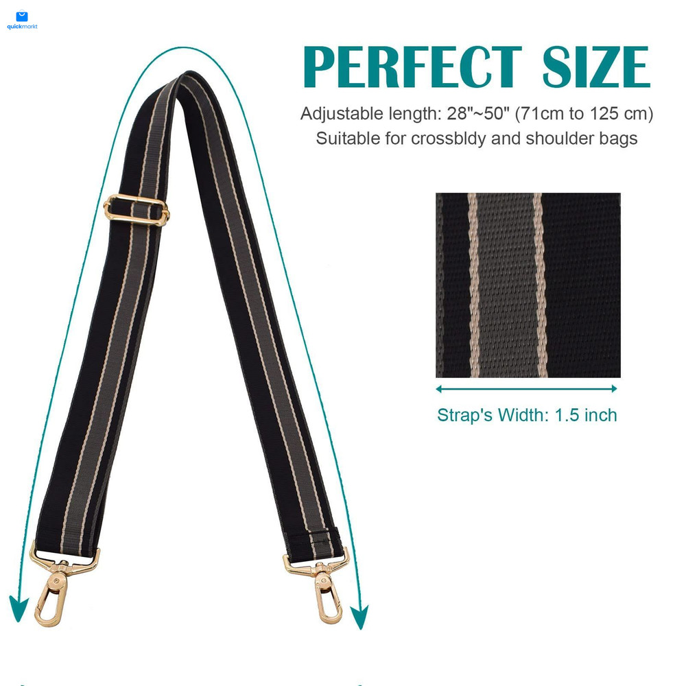 River Lake Purse Strap Replacement Crossbody Width 1.5", Black Stripe2