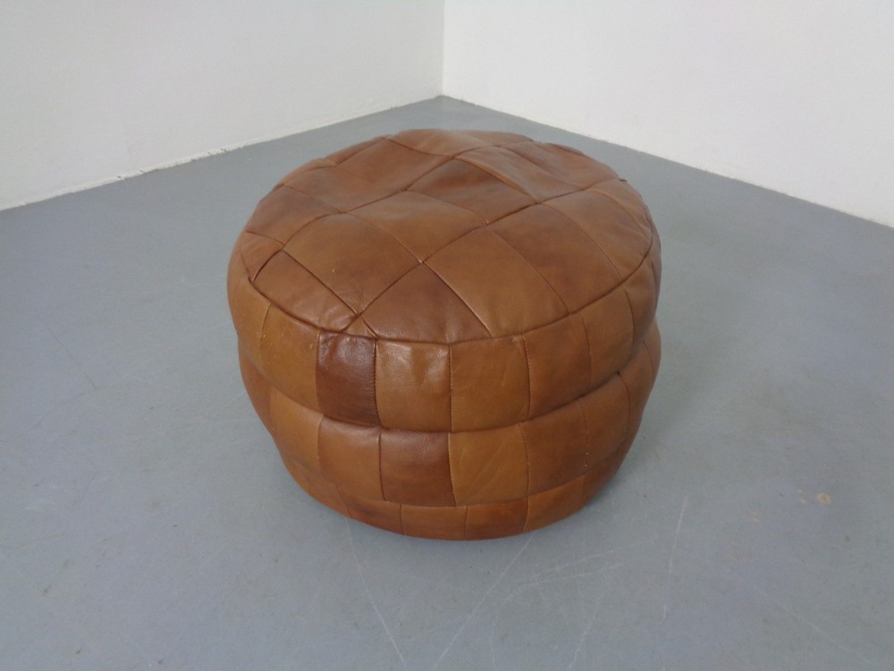 Vintage Patchwork Leather Footstool 60S