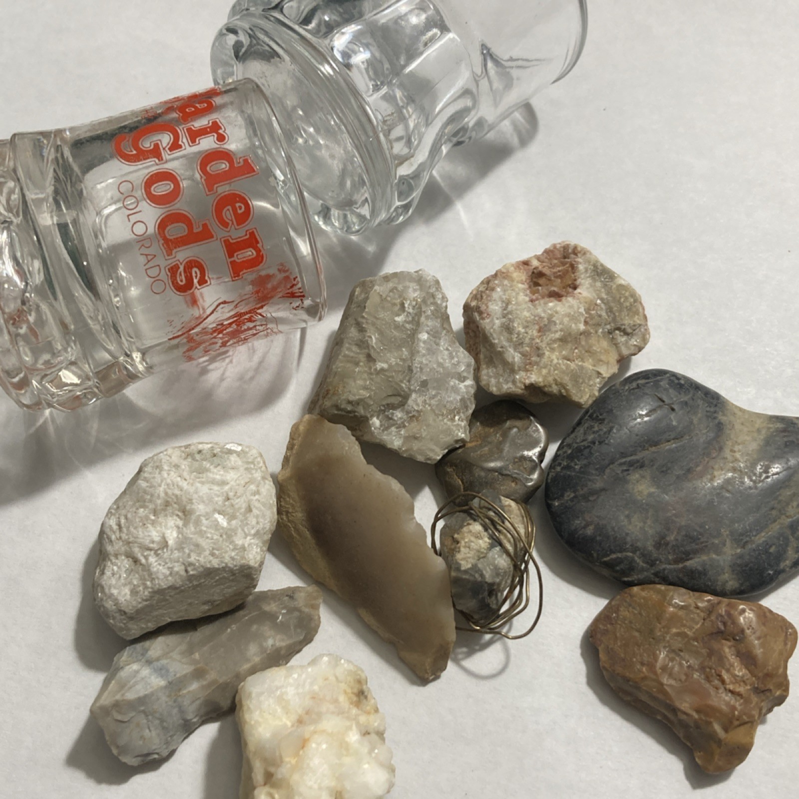 Assorted Rocks Minerals Lot with Garden of the Gods Colorado Mug or Shot Glasses