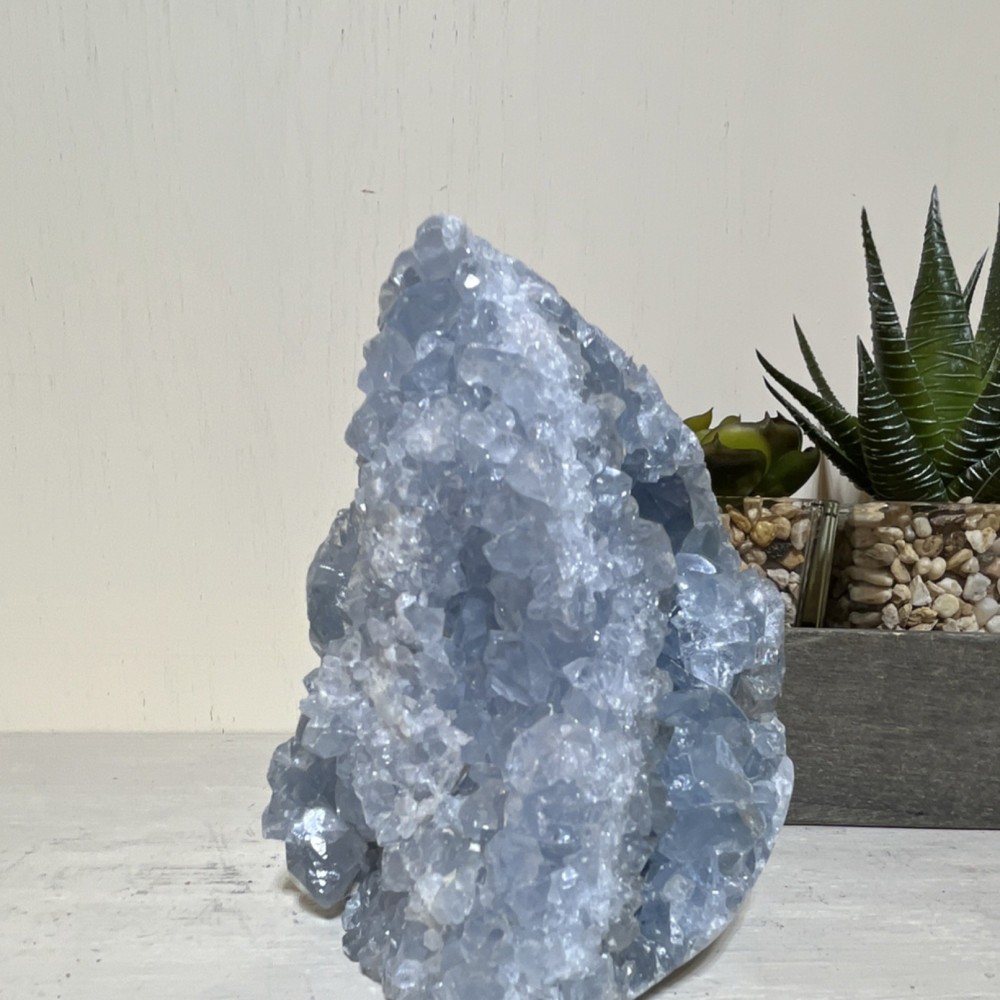 Blue Celestite Crystal Geode Mineral Decorator Display Specimen