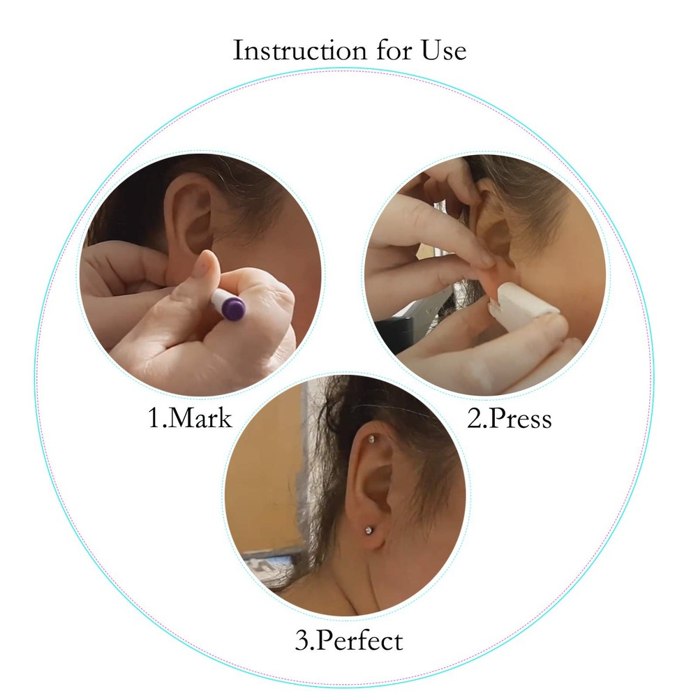 2Pcs Ear Piercing Kit, Automatic Ear Piercing Disposable Aseptic Household Ea...