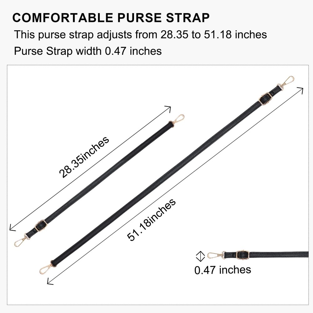 Leather Purse Strap Replacement Black Leather Crossbody Strap Adjustable