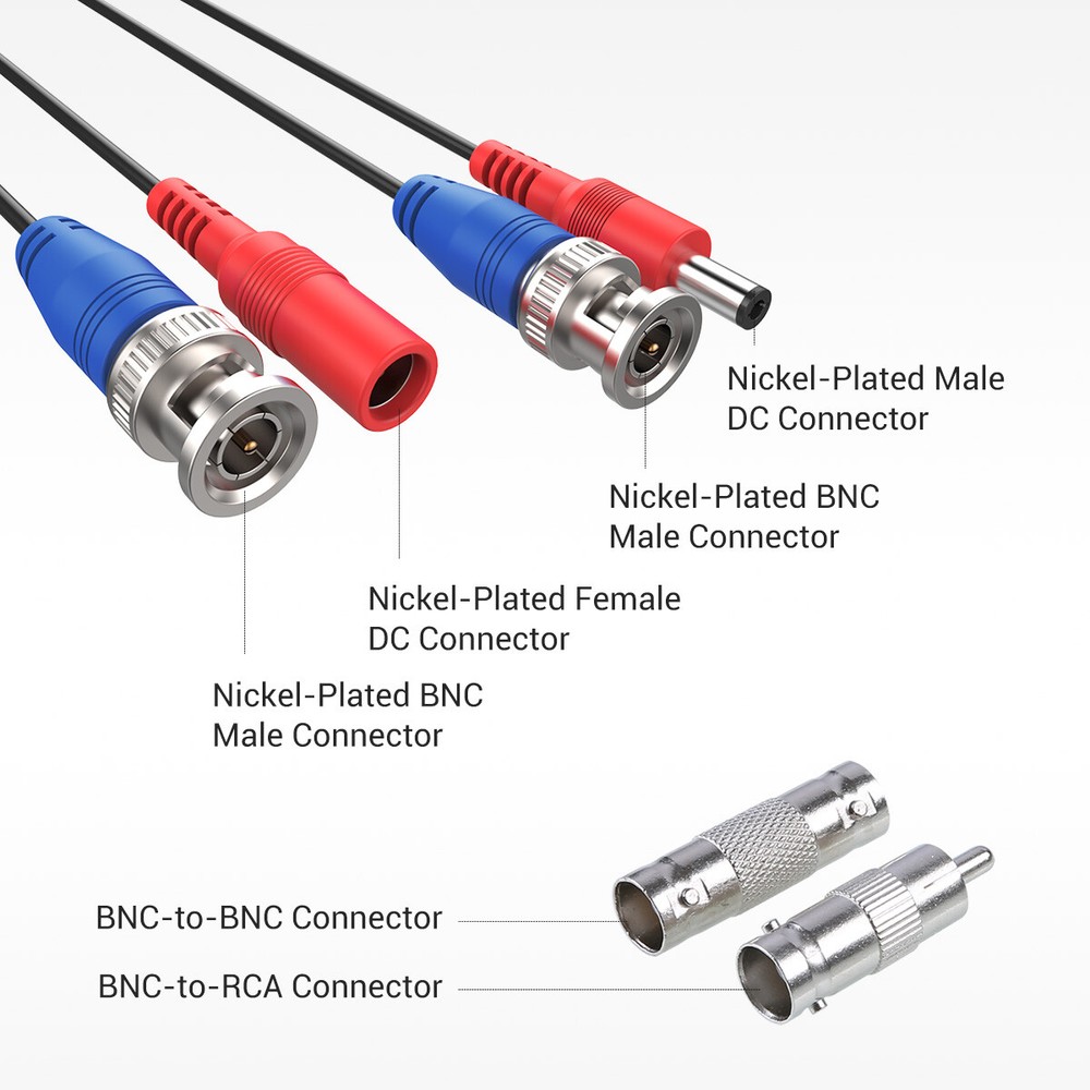 ANNKE 4x100ft Video Power BNC Cable for CCTV Security Camera System Extend Wire