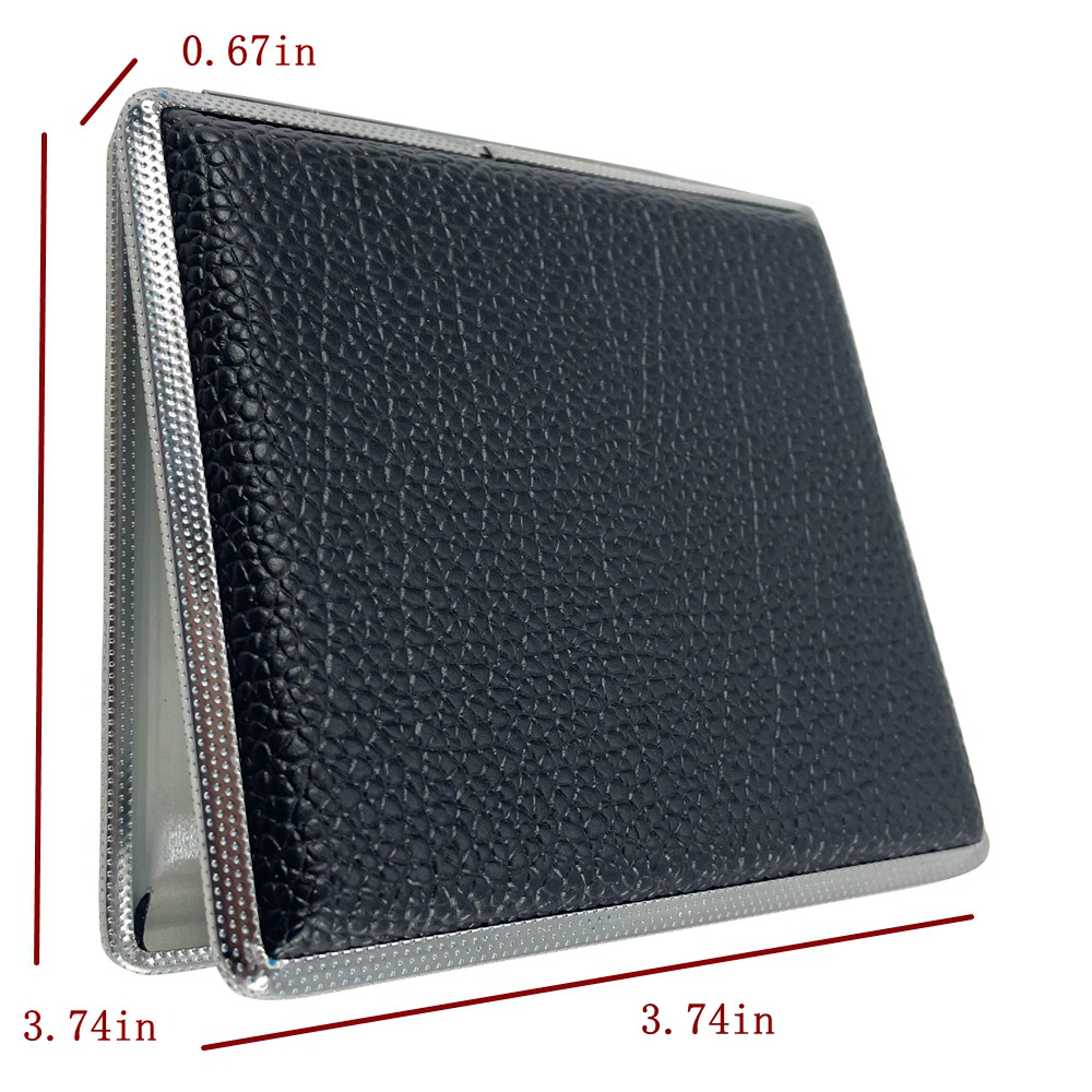 20PCS Portable Black Leather Cigarette Case Double Sided Clip Cigarette Box