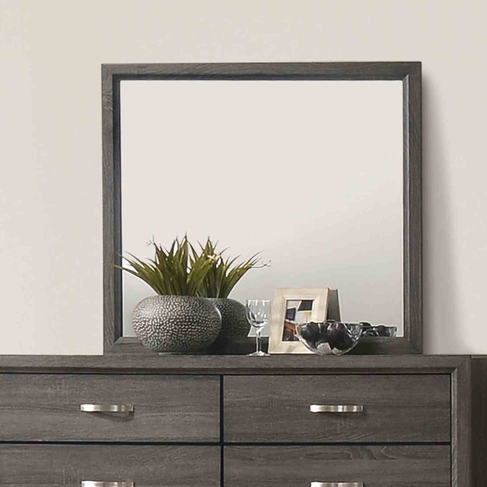 Contemporary Style Full Size 6pc Bed Set Panel Headboard Two Tone Design Gray