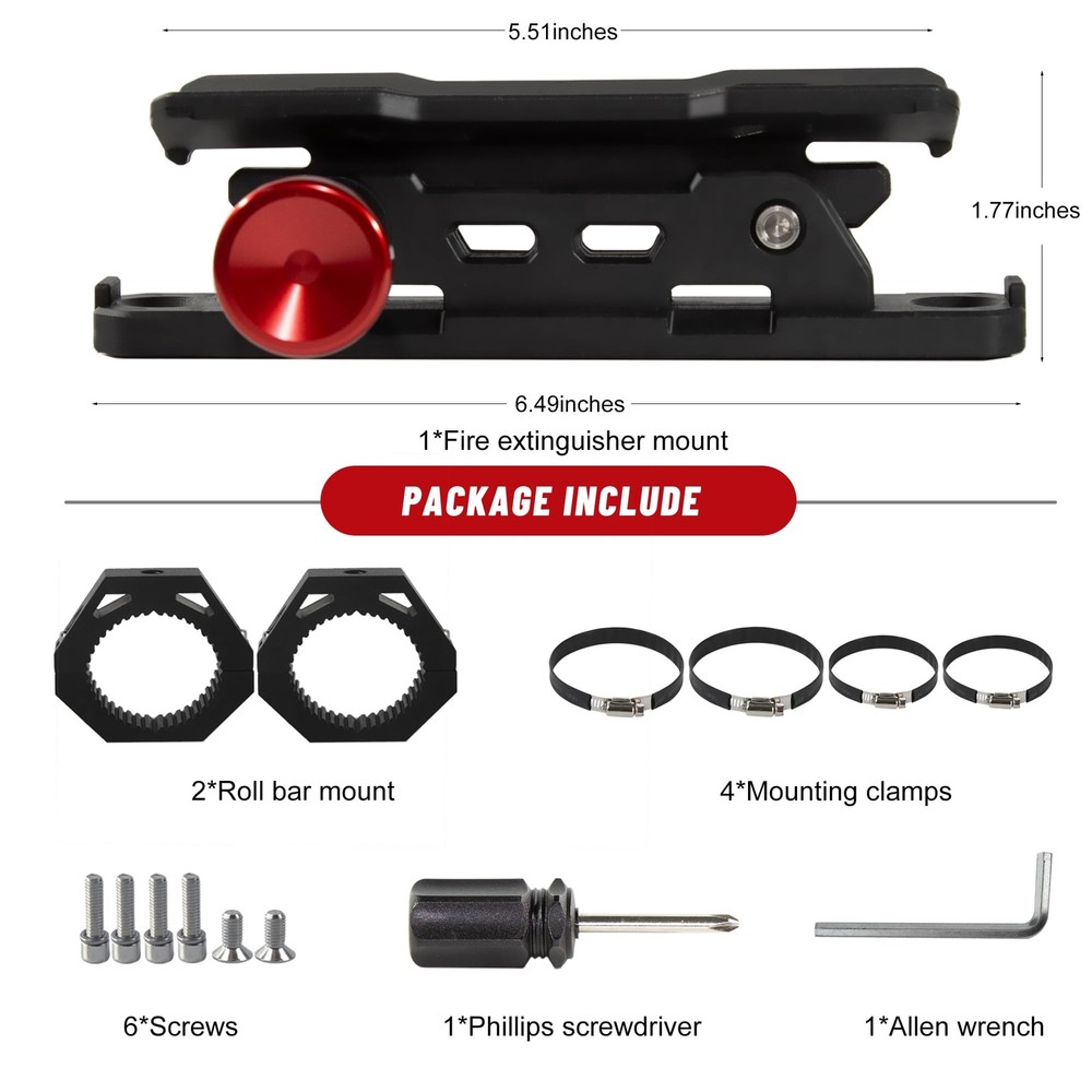 UTV Fire Extinguisher with Mount Kits- Quick Release Roll Bar Fire Extinguish...