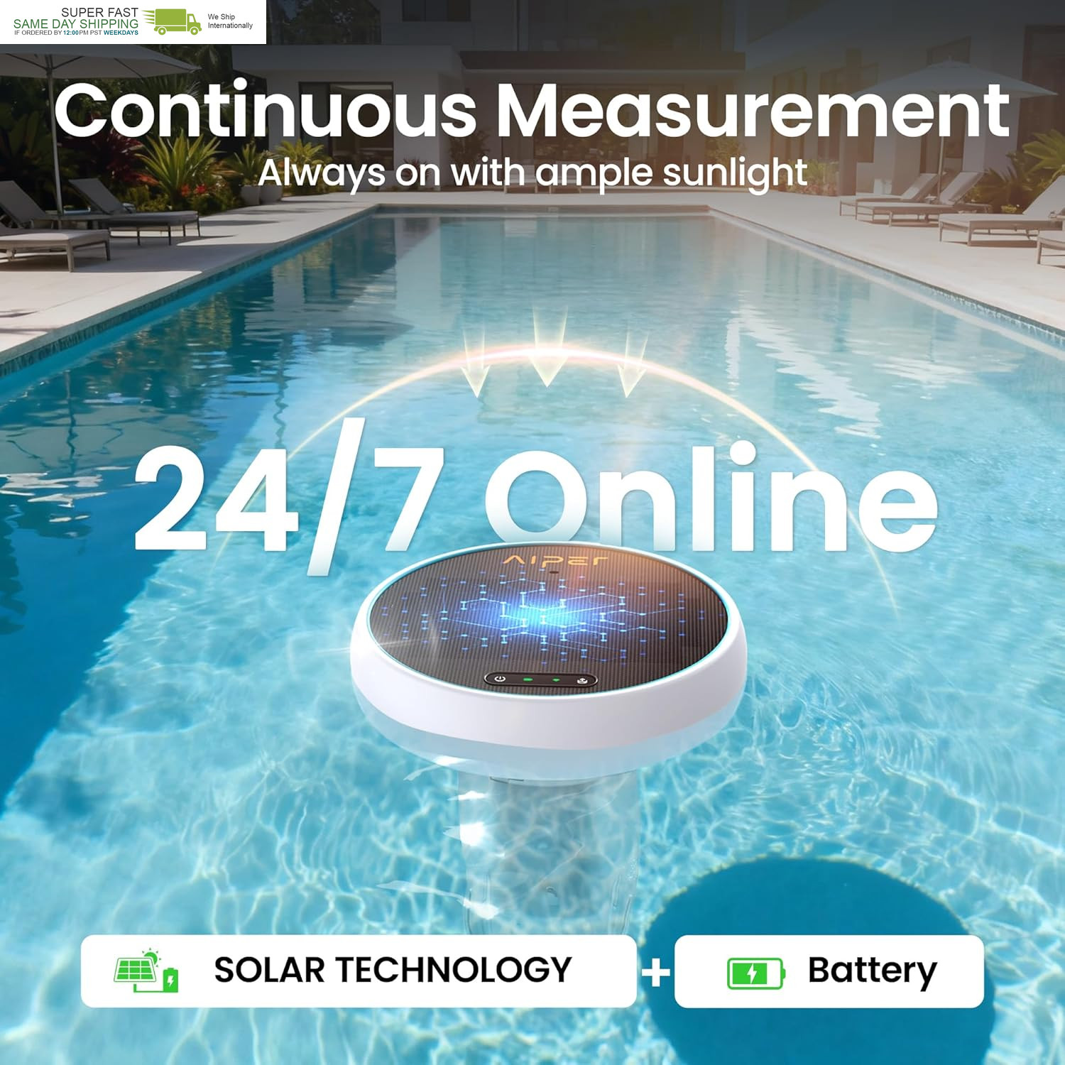 Hydrocomm Smart Pool Monitor, 24/7 Automatic Water Testing for Pools, Hot Tubs &