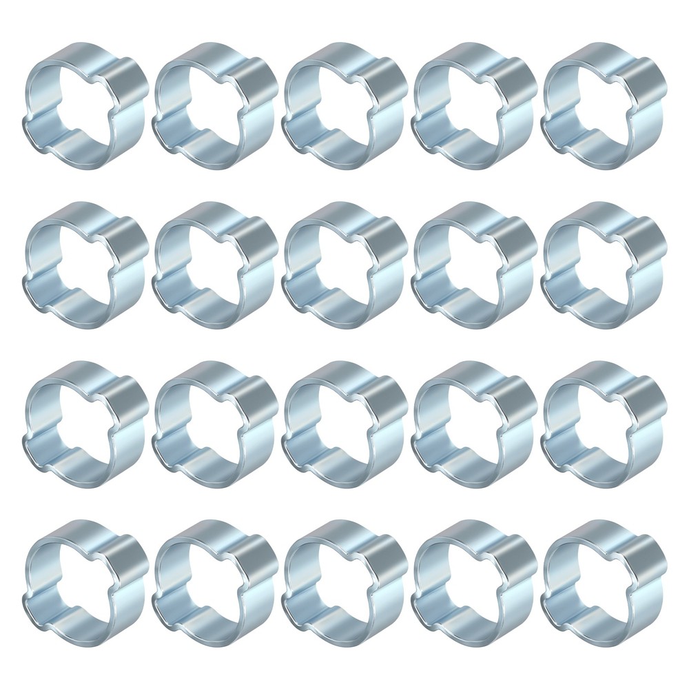 20 Pack Galvanizing Plate Double Ear Hose Clamps, Working Range 12.5-15mm