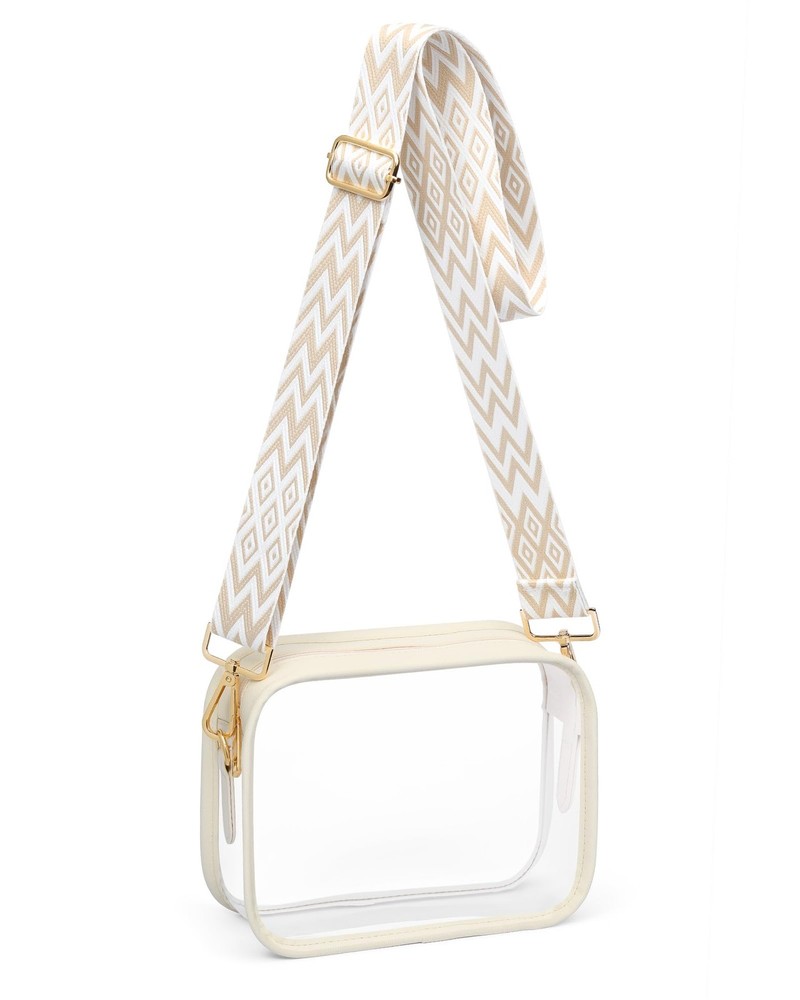 FANGSUN Clear Bag for Stadium Events, Purses Medium, Beige Diamond