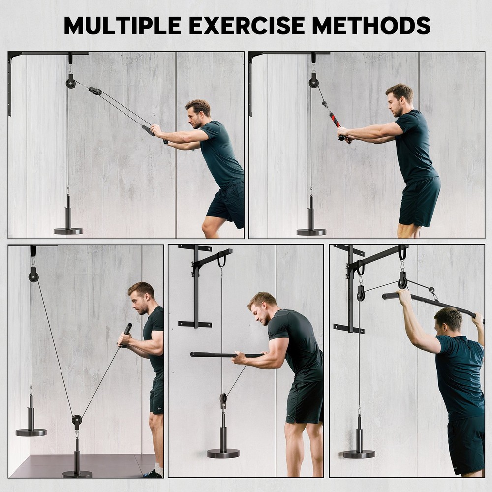 Weight Cable Pulley System Home Gym LAT Pull Down Biceps Workout w/ Loading Pin
