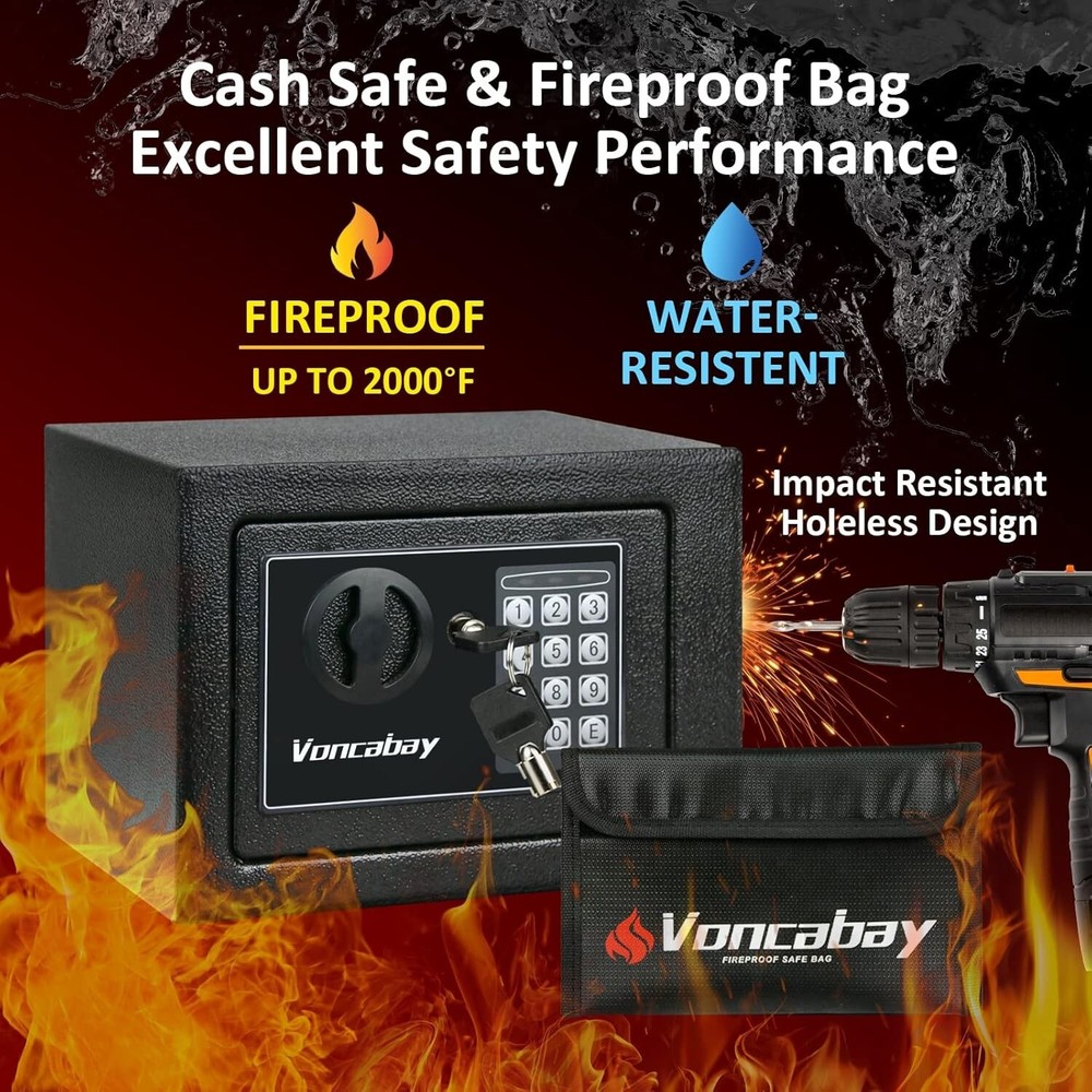 Fireproof Security Safe Box with Sensor Light & Digital Keypad - 0.23 Cu Ft