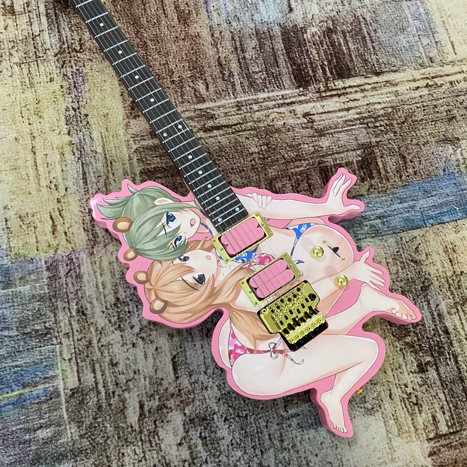 Anime&Manga beautiful girl shaped Electric Guitar Tremolo HH Pickups 24Frets