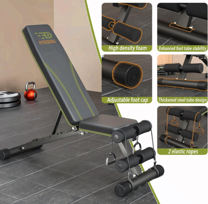 Adjustable Weight Bench Foldable 700lbs 9 Backrests Incline Decline Flat Bench
