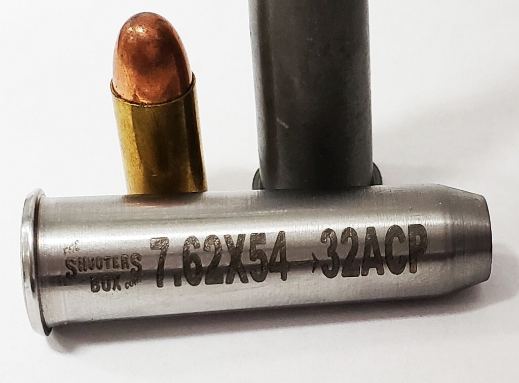7.62x54 to 32ACP Caliber Adapter -Stainless - Free Case and Free Shipping!