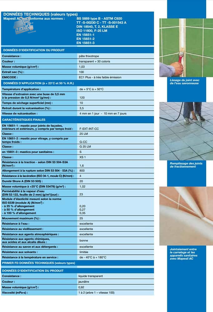 Mapesil, resistant silicone sealant, does not deform