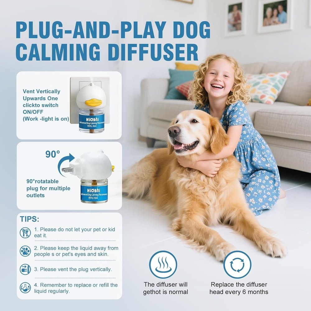 Dual-Pheromone Dog Calming Diffuser - Effective Stress Relief for Pets, 2 Pack