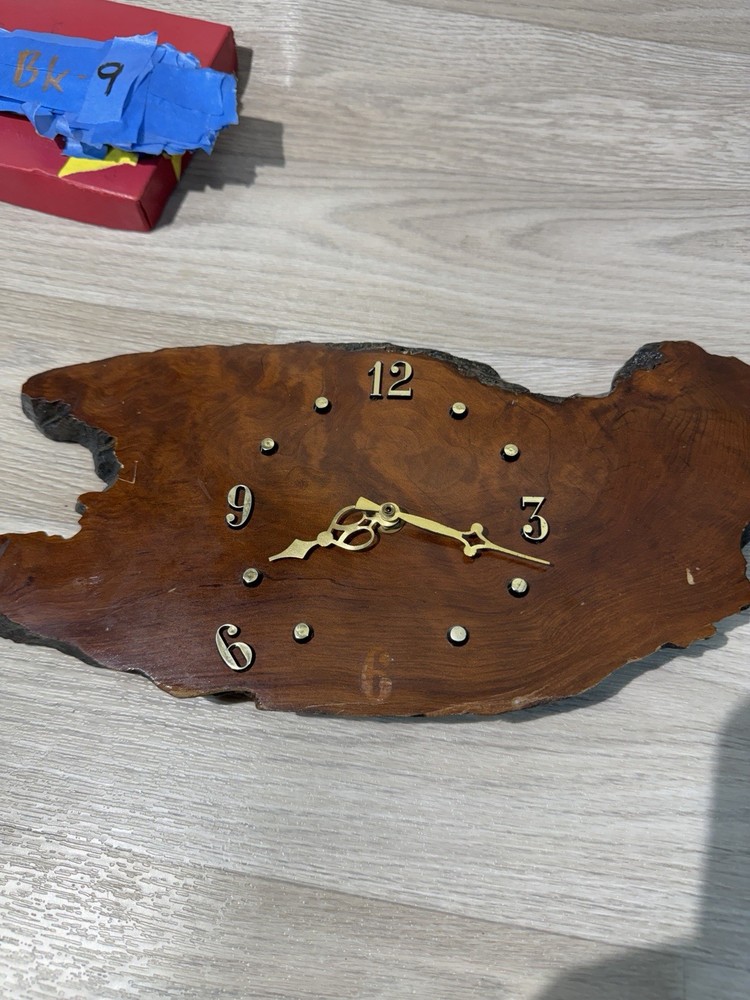Tree Slab Clock Used Needs Mech Fair Condition