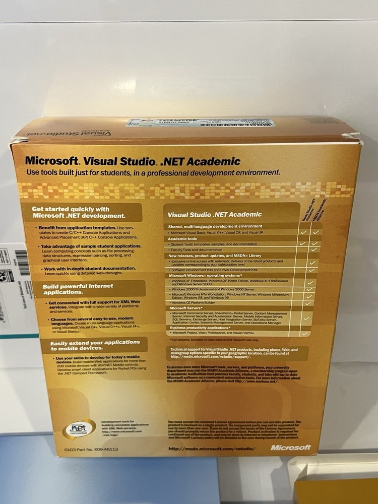 Microsoft Visual Studio.net Academic Version 2003 - New (open box) Complete