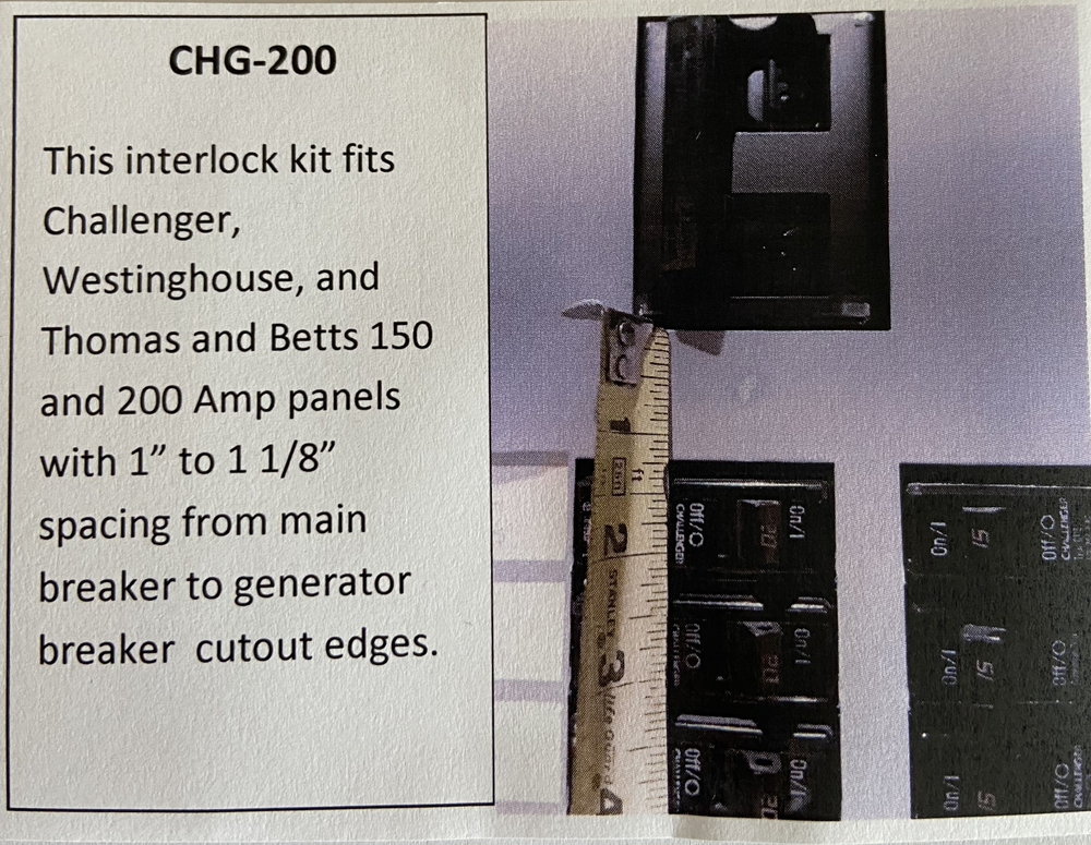 Generator Interlock Kit for Challenger, Westinghouse, Thomas & Betts
